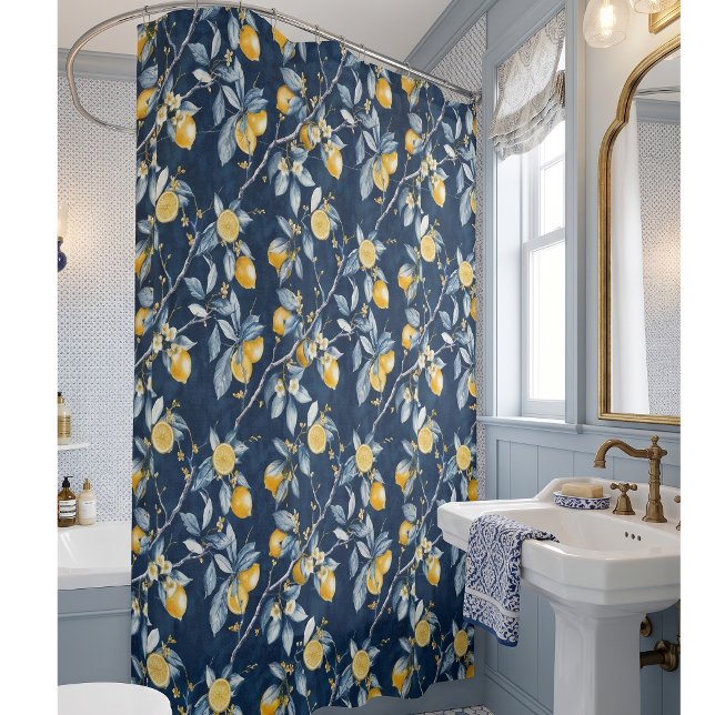Lemon French Country Citrus Pattern  Shower Curtain (Creator Uploaded)