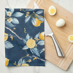Lemon French Country Citrus Pattern  Tea Towel