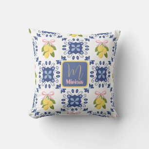 Lemon French Country Monogram Name Pattern Cushion