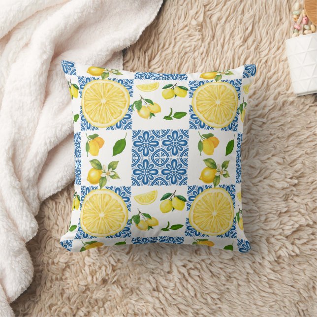 Lemon French Country Tile Elegant Modern Pattern Cushion (Blanket)