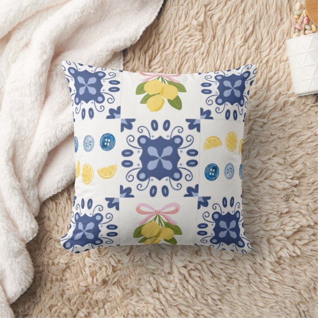 Lemon French Country Tile Elegant Modern Pattern Cushion (Blanket)