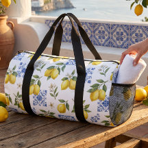 Lemon French Country Tile Pattern Yellow Blue 