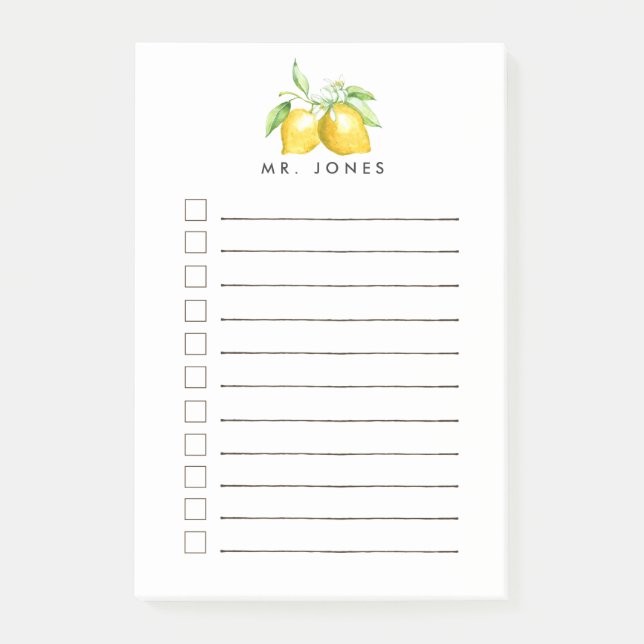 Lemon Fresh Personalised To Do Post-it Notes (Front)