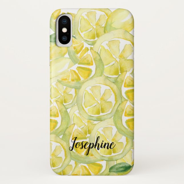 Lemon Fresh: Personalised Watercolor Lemons Phone  Case-Mate iPhone Case (Back)