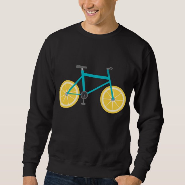 Lemon Fruit Bike Wheels Funny Cycling Food Sweatshirt (Front)