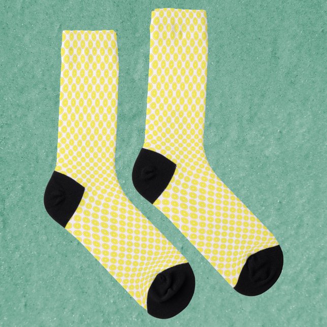 Lemon Fruit Citrus Yellow Pattern Socks (A pair of socks with a lemon fruit pattern )