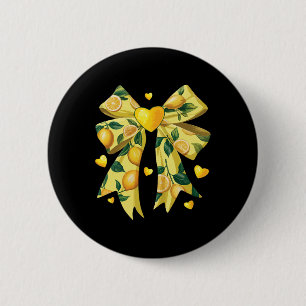Lemon Fruit Coquette Bow For Women Girls Summer Va 6 Cm Round Badge