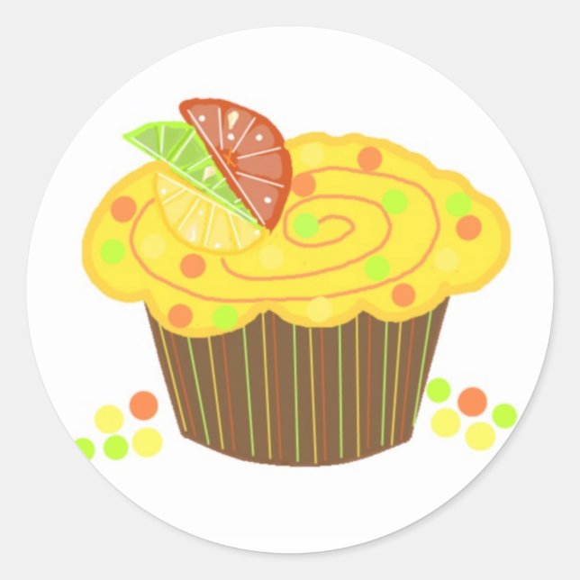 Lemon Fruit Cupcake Classic Round Sticker (Front)