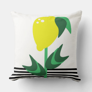 Lemon Fruit Garden Plant Stripes      Cushion
