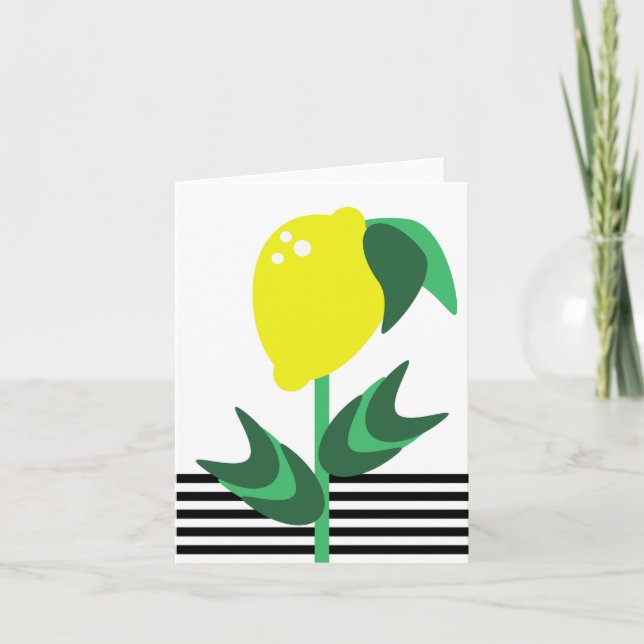 Lemon Fruit Garden Plant Stripes  Note Card (Front)