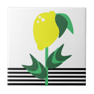 Lemon Fruit Garden Plant Stripes Tile