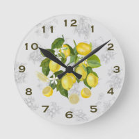 Lemon & Fruit Kitchen Wall Clock Grey