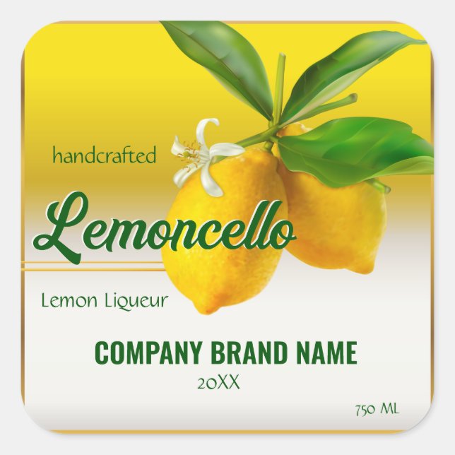 Lemon Fruit Lemoncello Square Sticker (Front)