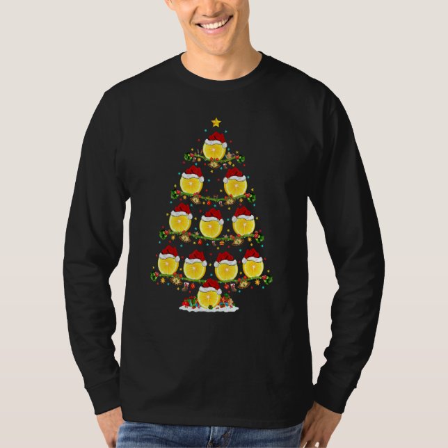 Lemon Fruit   Lights Xmas Santa Lemon Christmas Tr T-Shirt (Front)
