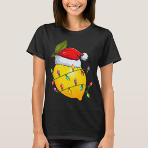Lemon Fruit Lover Xmas Santa Hat Lemon Christmas T-Shirt