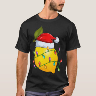 Lemon Fruit Lover Xmas Santa Hat Lemon Christmas T-Shirt