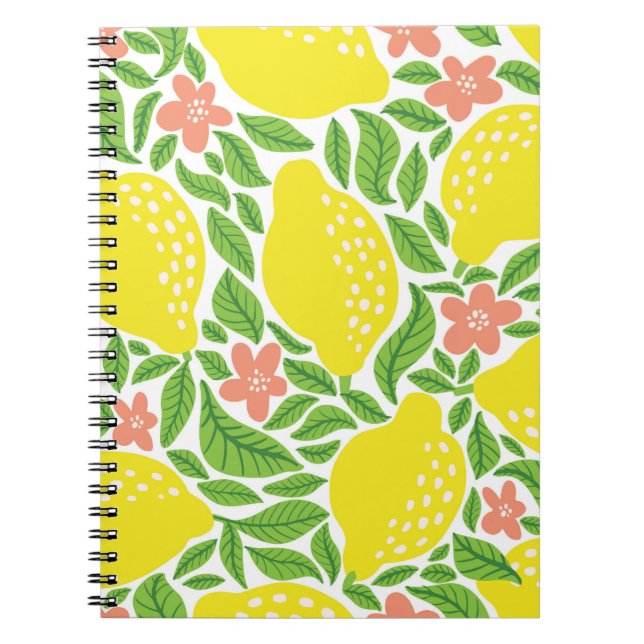 Lemon fruit pattern. Seamless summer citrus patter Notebook (Front)