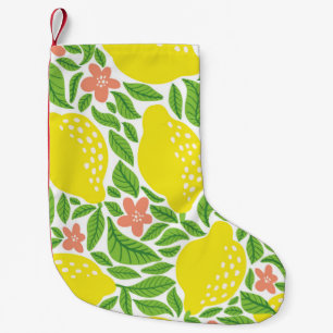 Lemon fruit pattern. Seamless summer citrus patter Small Christmas Stocking