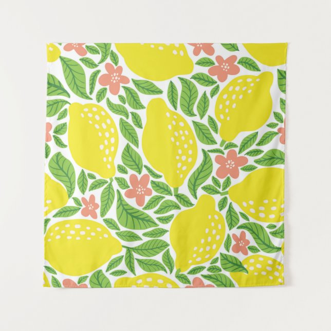Lemon fruit pattern. Seamless summer citrus patter Tapestry (Front)
