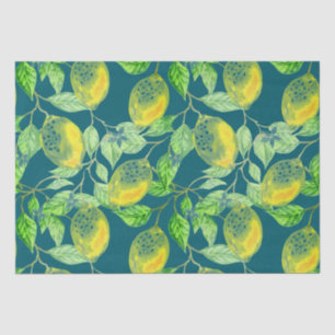 Lemon fruit pattern yellow blue green tissue paper
