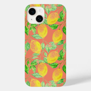 Lemon fruit pattern yellow peach pink Case-Mate iPhone 14 case