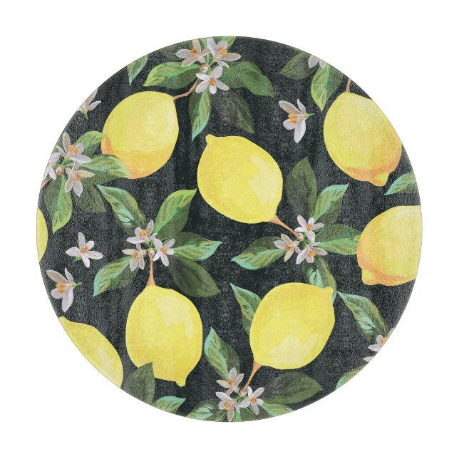 Lemon Fruit: Seamless Pattern Design Cutting Board (Front)