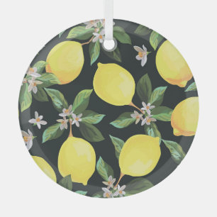 Lemon Fruit: Seamless Pattern Design Glass Tree Decoration