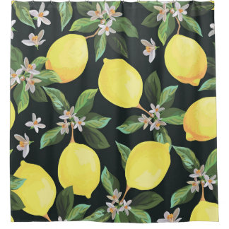 Lemon Fruit: Seamless Pattern Design Shower Curtain