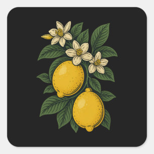 Lemon Fruit Vintage Art Lemon Farm Square Sticker