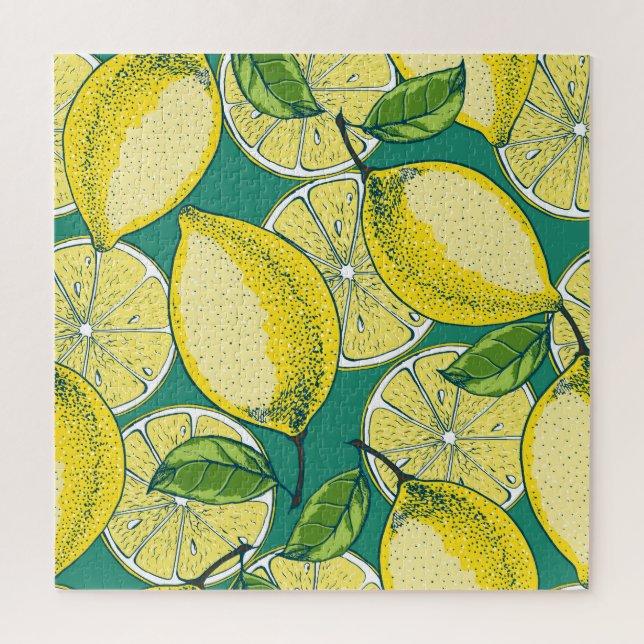 Lemon Fruit Vintage Seamless Illustration Jigsaw Puzzle (Vertical)