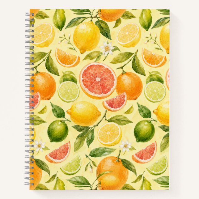 Lemon Fruit Watercolor Pattern Notebook (Front)