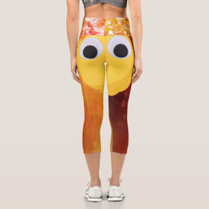 Lemon, fruit with googly eyes and apple rose      capri leggings