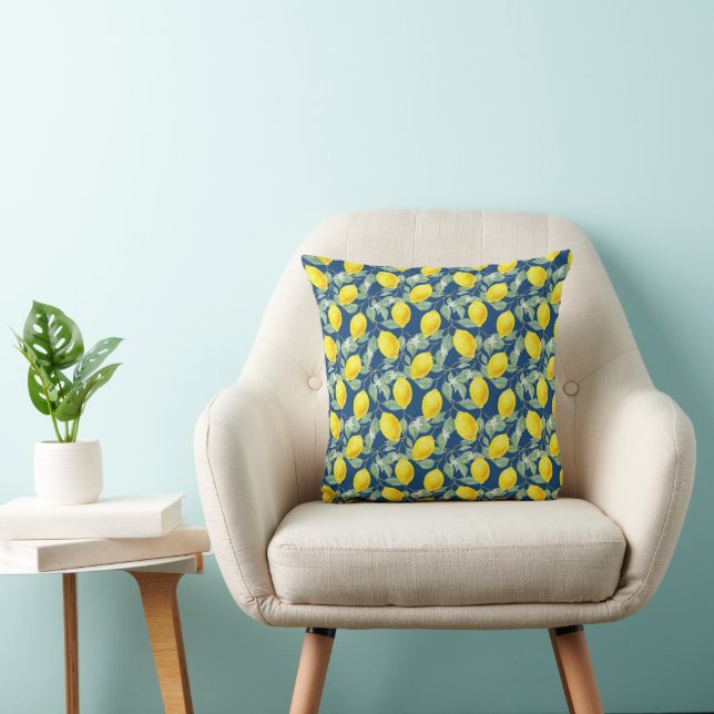 LEMON FRUITS IN COUNTRY BLUE CUSHION (Chair)