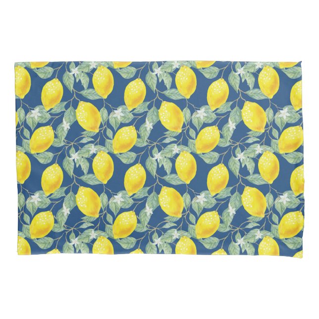 LEMON FRUITS IN COUNTRY BLUE PILLOWCASE (Front)