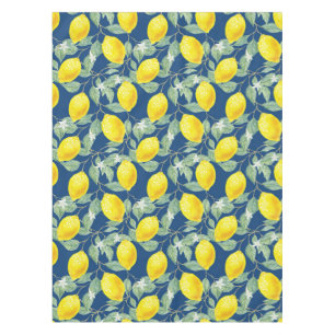 LEMON FRUITS IN COUNTRY BLUE TABLECLOTH
