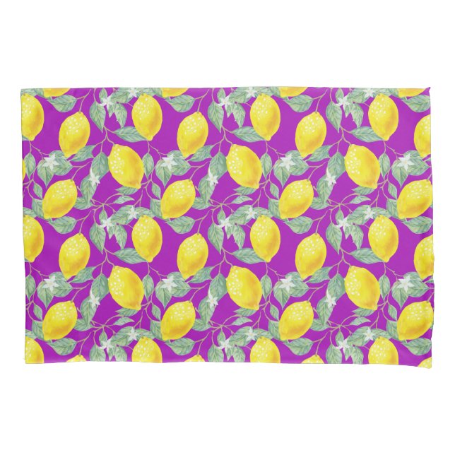LEMON FRUITS IN PURPLE BACKGROUND PILLOWCASE (Front)
