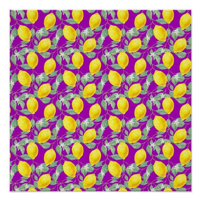 LEMON FRUITS IN PURPLE BACKGROUND POSTER (Front)