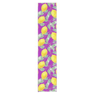 LEMON FRUITS IN PURPLE BACKGROUND SHORT TABLE RUNNER