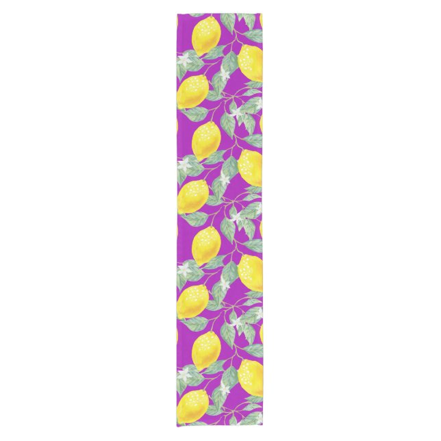 LEMON FRUITS IN PURPLE BACKGROUND SHORT TABLE RUNNER (Front)