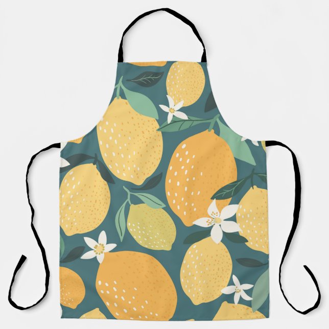 Lemon fruits seamless pattern apron (Front)