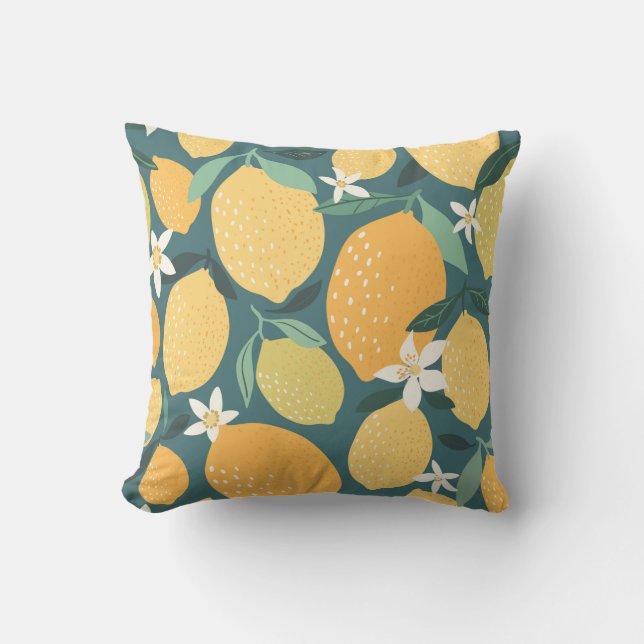 Lemon fruits seamless pattern cushion (Front)
