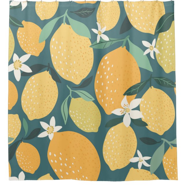 Lemon fruits seamless pattern shower curtain (Front)