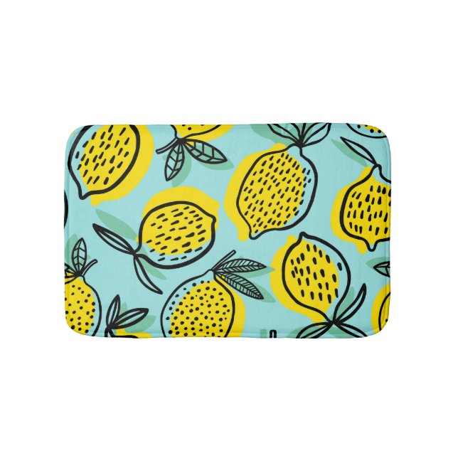 Lemon fruits: summer vintage pattern. bath mat (Front)