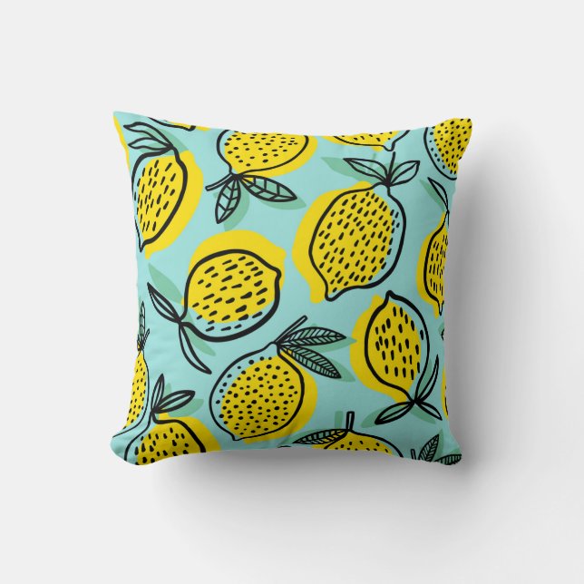 Lemon fruits: summer vintage pattern. cushion (Front)
