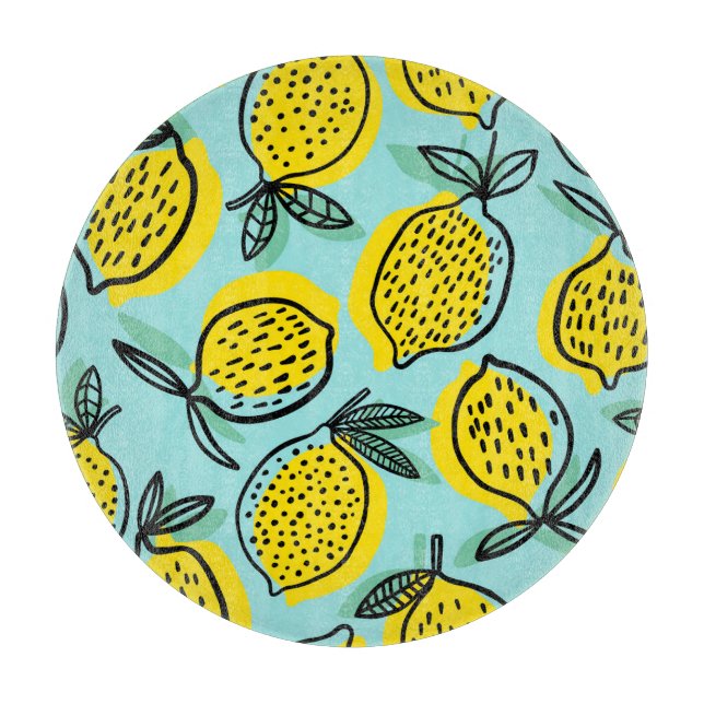 Lemon fruits: summer vintage pattern. cutting board (Front)