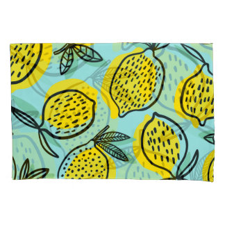 Lemon fruits: summer vintage pattern. pillowcase