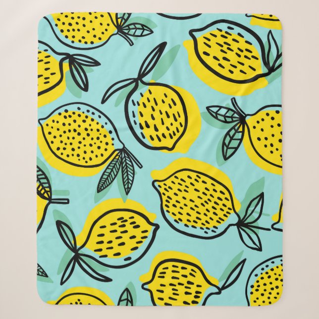 Lemon fruits: summer vintage pattern. sherpa blanket (Front)