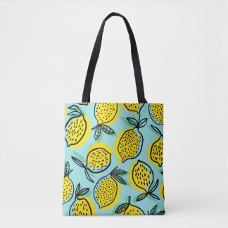 Lemon fruits: summer vintage pattern. tote bag