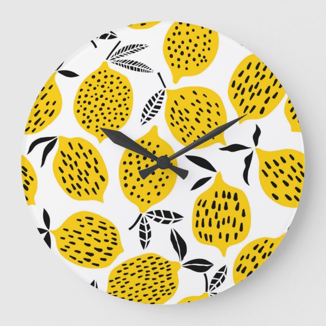 Lemon fruits: vintage seamless design. large clock (Front)