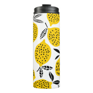 Lemon fruits: vintage seamless design. thermal tumbler